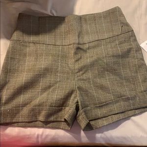 High waist plaid shorts